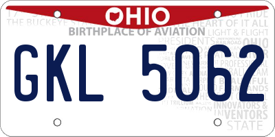 OH license plate GKL5062