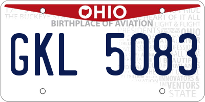OH license plate GKL5083