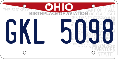 OH license plate GKL5098