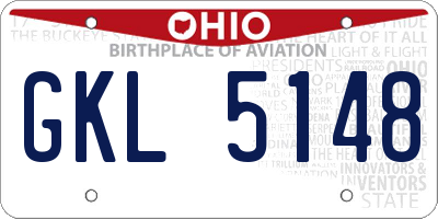 OH license plate GKL5148