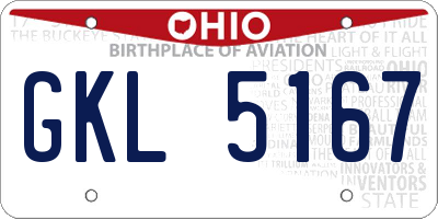OH license plate GKL5167