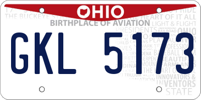 OH license plate GKL5173