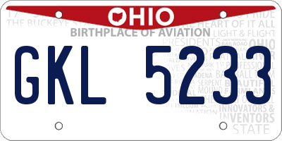OH license plate GKL5233