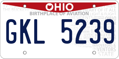 OH license plate GKL5239