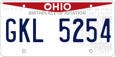 OH license plate GKL5254