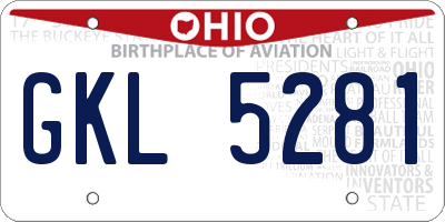 OH license plate GKL5281