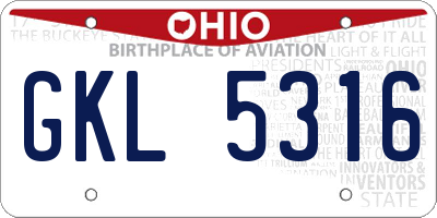 OH license plate GKL5316