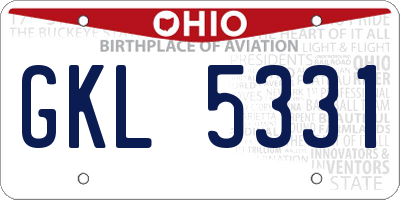 OH license plate GKL5331