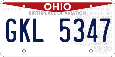 OH license plate GKL5347