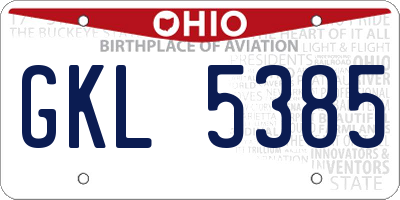 OH license plate GKL5385