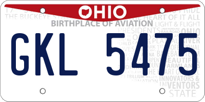 OH license plate GKL5475