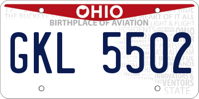 OH license plate GKL5502