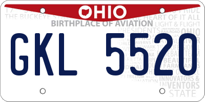 OH license plate GKL5520
