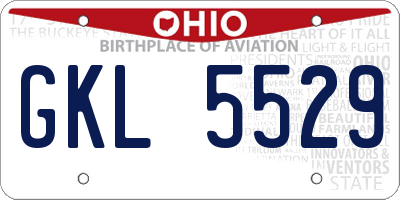 OH license plate GKL5529