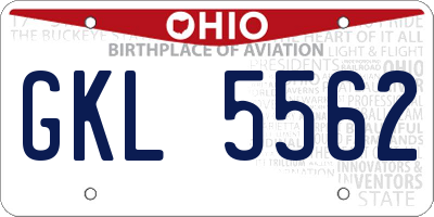 OH license plate GKL5562