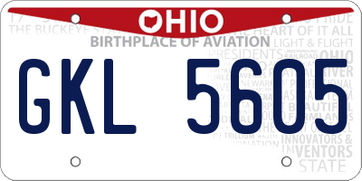 OH license plate GKL5605