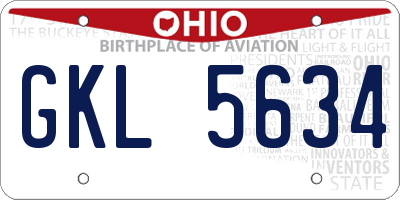 OH license plate GKL5634