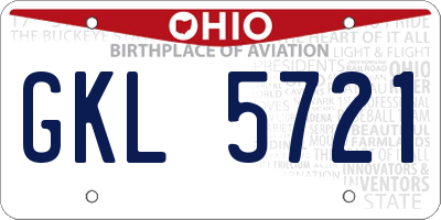 OH license plate GKL5721