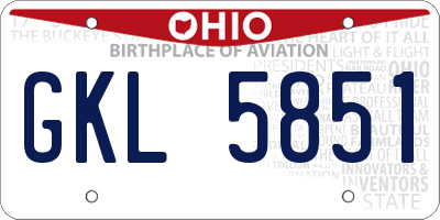 OH license plate GKL5851