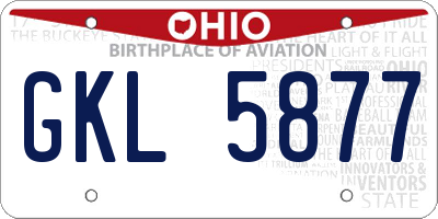 OH license plate GKL5877
