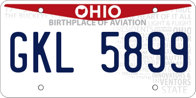 OH license plate GKL5899