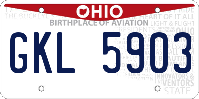 OH license plate GKL5903