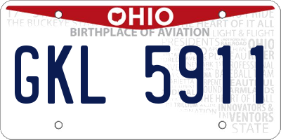 OH license plate GKL5911