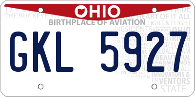 OH license plate GKL5927