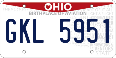 OH license plate GKL5951