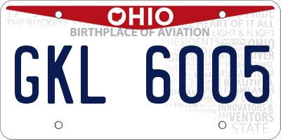OH license plate GKL6005