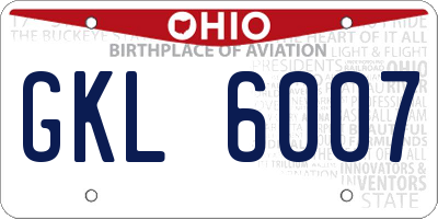 OH license plate GKL6007
