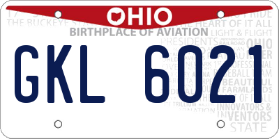 OH license plate GKL6021
