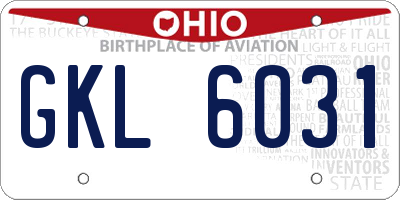 OH license plate GKL6031