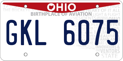 OH license plate GKL6075