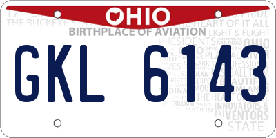 OH license plate GKL6143