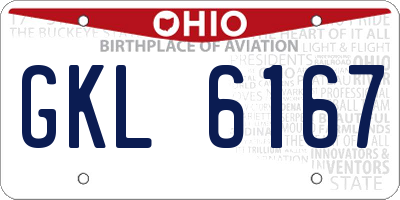 OH license plate GKL6167