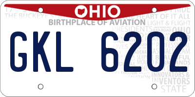 OH license plate GKL6202