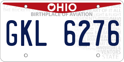 OH license plate GKL6276