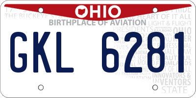 OH license plate GKL6281