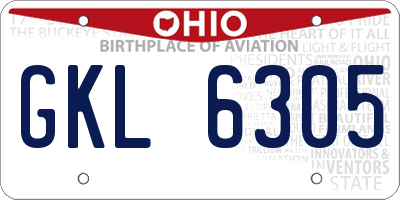 OH license plate GKL6305