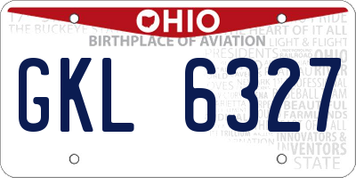OH license plate GKL6327