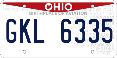 OH license plate GKL6335