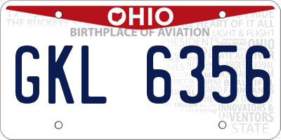 OH license plate GKL6356