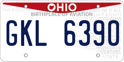 OH license plate GKL6390