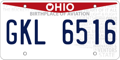OH license plate GKL6516
