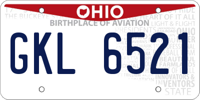 OH license plate GKL6521