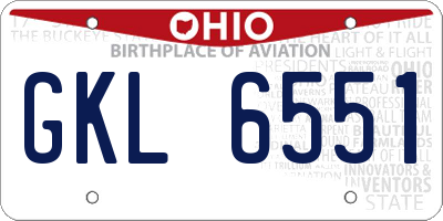 OH license plate GKL6551