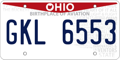 OH license plate GKL6553