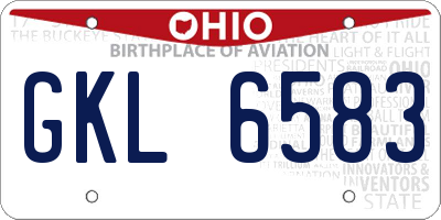 OH license plate GKL6583