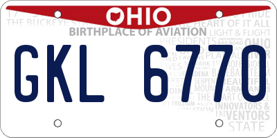 OH license plate GKL6770
